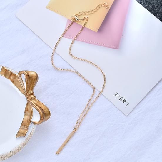 Women Fashion Metal Bar Charm Dangle Gold Plated Chain Pendant Necklace