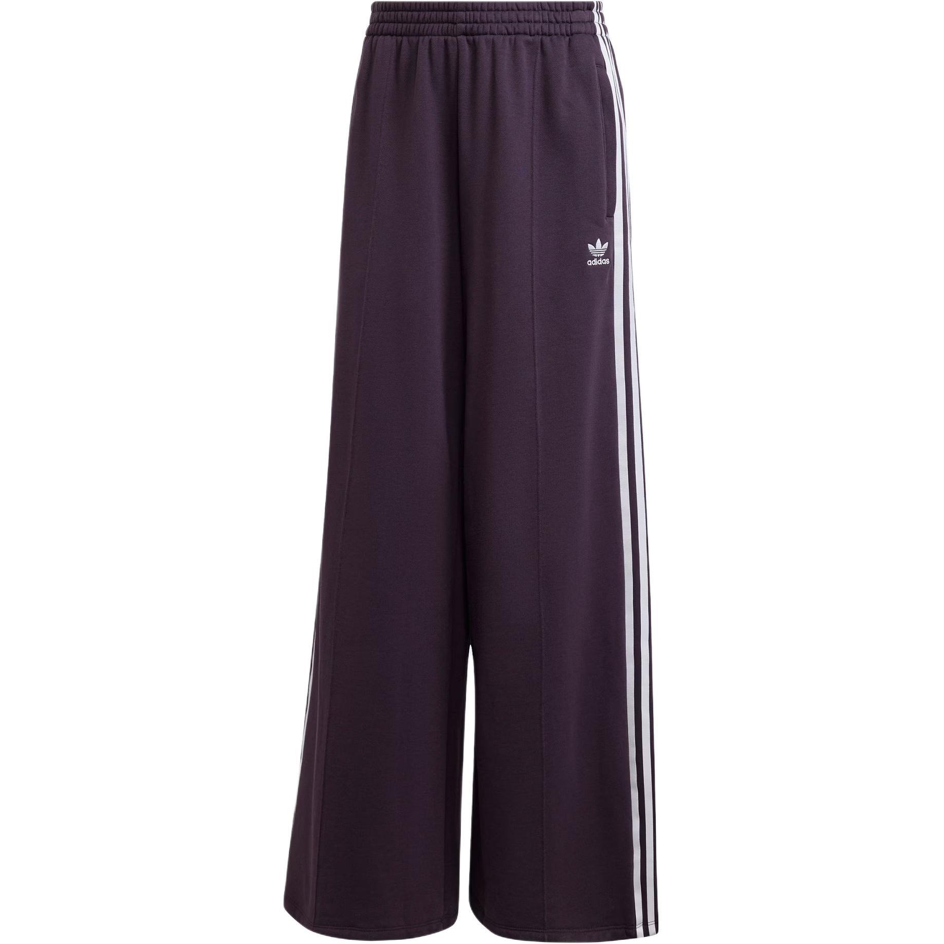 (WMNS) adidas 3-Stripes Loose French Terry Wide Leg Pants Asia Sizing Aurora Black Women s IW3177 M
