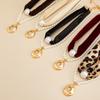 Vintage Leopard Print Flannel Imitation Pearl Stacked Necklace, Geometric Liquid Metal Pendant Collarbone Necklace