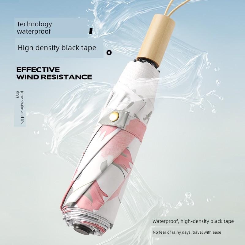 Illustration Sun Umbrella Sun Protection UV Protection Umbrella Women Rain Or Shine Dual-Use Thickened Reinforced Vinyl Folding Manual