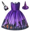 Kids Girls Halloween Costume Ghost  Dress Witch Hat Pumpkin Skull Printed Fancy Dress Up Cosplay Party Outfits