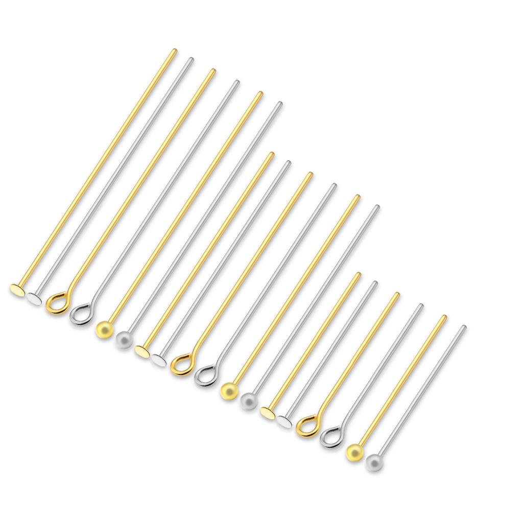 50-100pcs Stainless Steel Flat Head Pins Gold Silver Plated Ball Head Pins Eye Needle For Jewelry Making DIY Earring Accessories