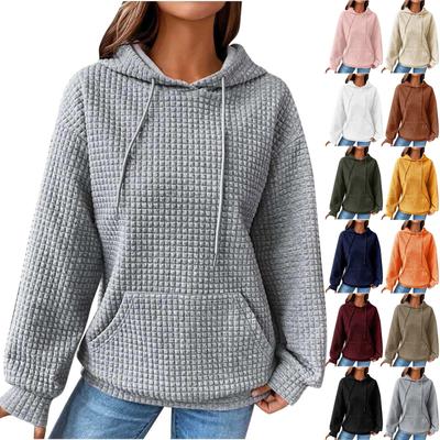 Damen-Kapuzenpullover, langärmelig, lässig, einfarbig, Kordelzug, Kapuzenpullover, Sweatshirts für Damen, Pullover mit Taschen
