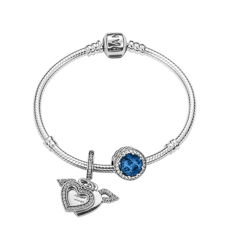 Pandora Intoxicating Night Beads Angel Wings Pave Bracelet Set Women s Silver ZT-0351