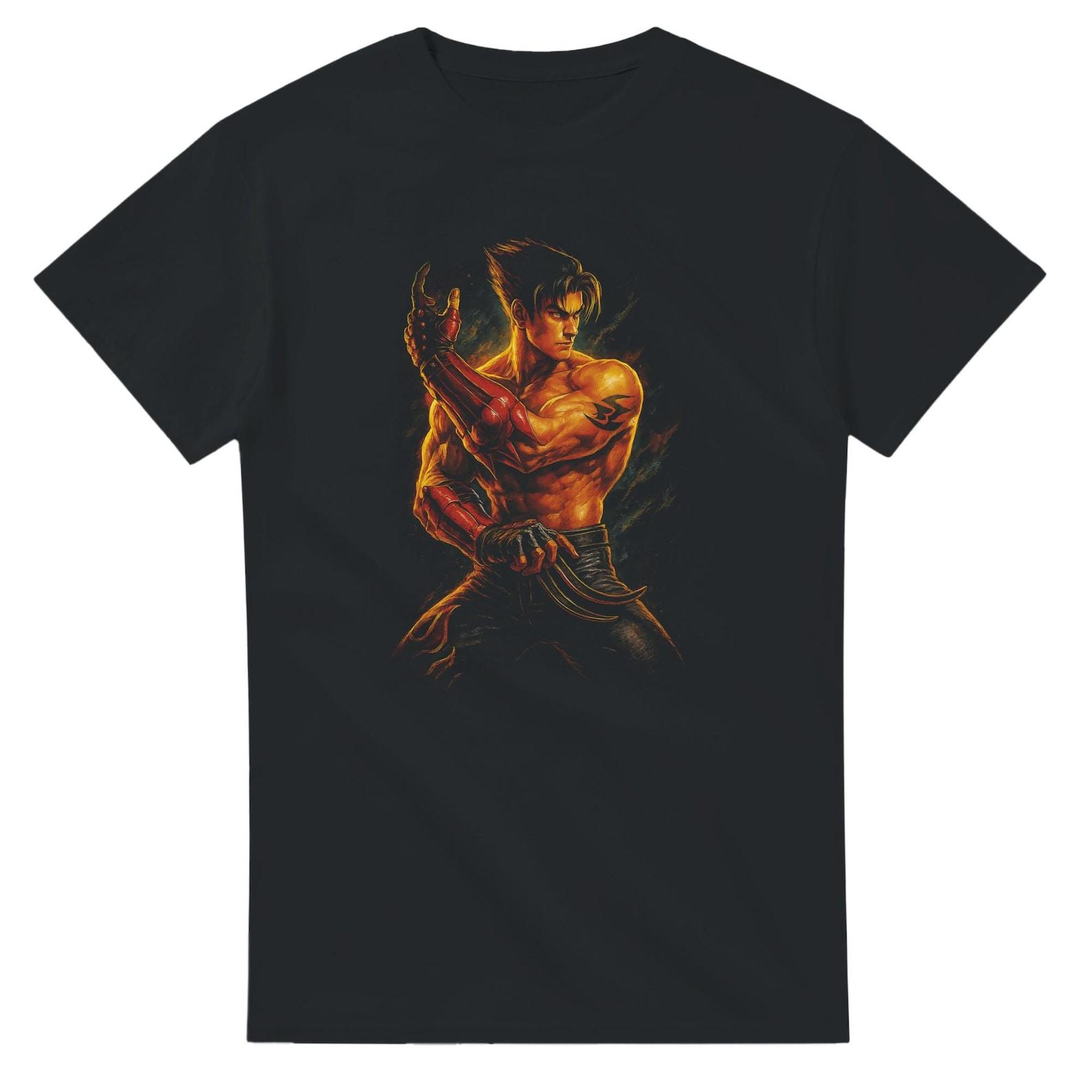 Jin Kazama Halftone Heavyweight Unisex Crewneck T shirt | Gildan® 5000 3XL