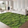 Realistic 3D Green Grass Area Rug Nature Themed Lawn Texture Carpet Non-Slip Floor Mat for Living Room Bedroom Decor