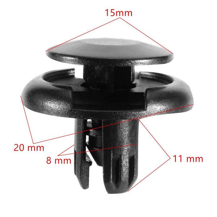 50 Piezas Sujetador de Parachoques de Coche Remache de Agujero de 8 mm Retenedor Clip de Empuje Cubierta del Motor Panel de Recorte de Puerta de Coche Sujetadores