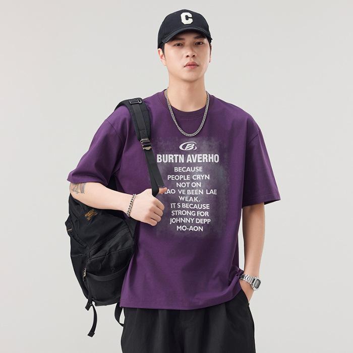 New Summer Men's Cotton Round Neck T-shirt Fashionable Loose Short-sleeved Top Short