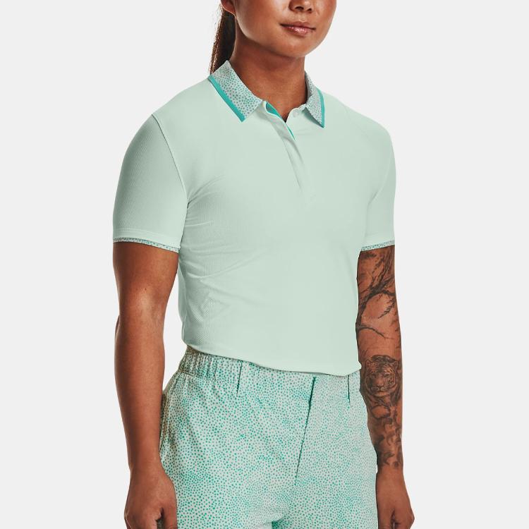 Under Armour Solid Color Polo Shirt Women Tops Sea-Mist-Green 1370132-936