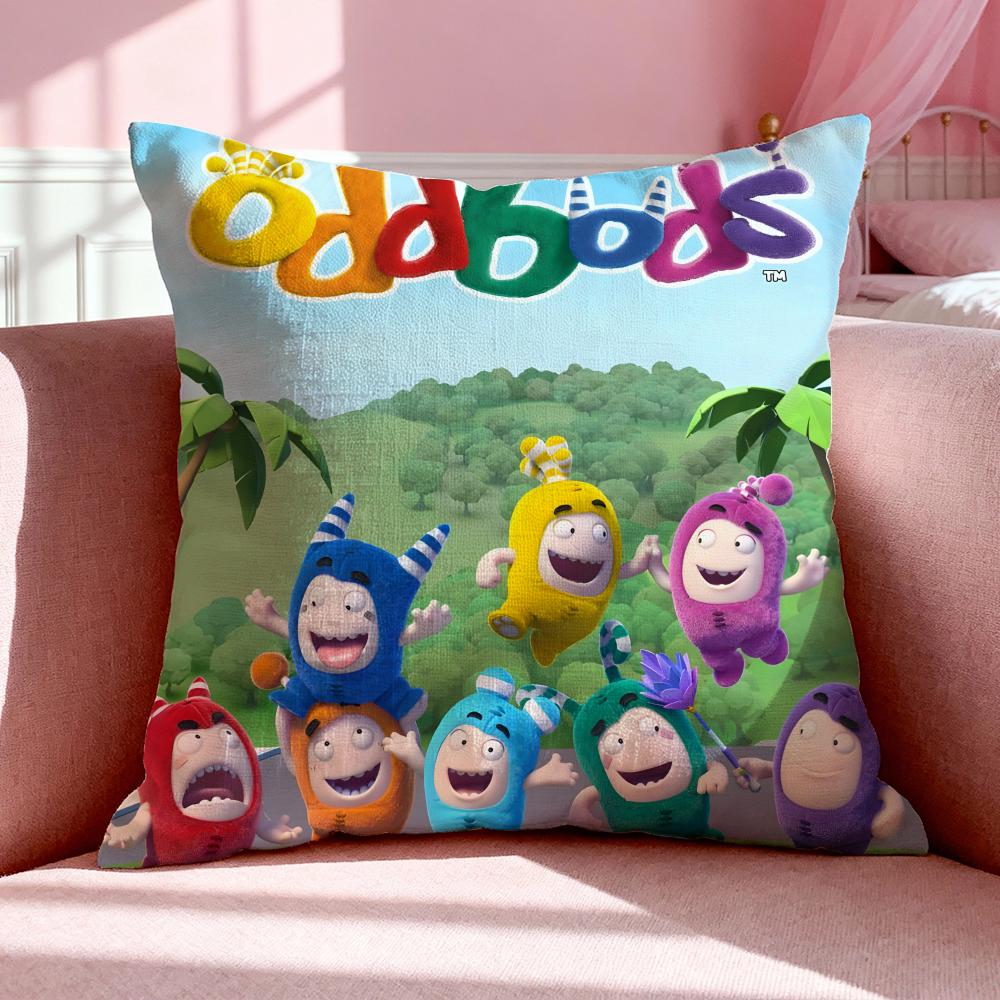 Cartoon O-Oddbods Cushion Cover Breathable Linen Pillowcase Summer Odorless Eco-Friendly Invisible Zipper Washable