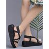 Shoetopia WomenS & Girls Black Wedges Sandal  Solid Criss-Cross Strap Design  Stylish, Comfortable, Durable Heels  Perfe
