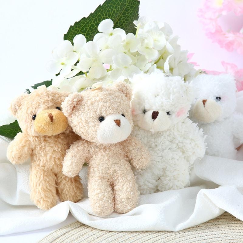 2pcsBlush Bear Pendant Plush Bear Keychain Stuffed Animal Pendant Soft Key Rings