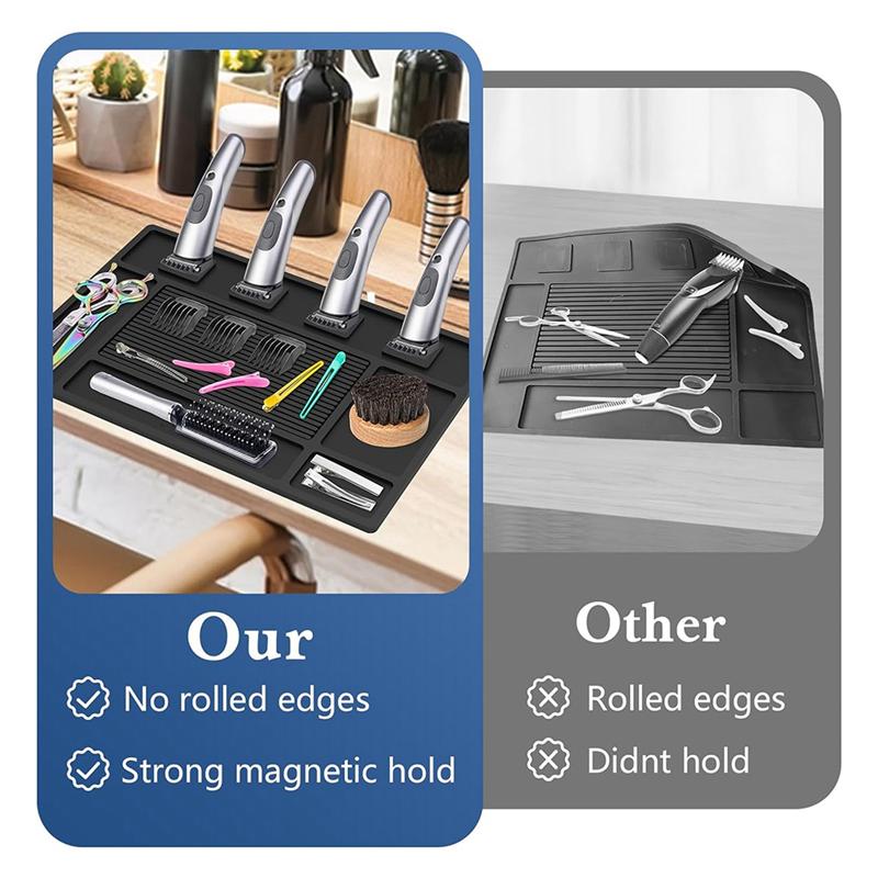 M-Modern-For Salon For Station Barber Tool Organizer Mat Magnetic For Clippers, Shop Beauty Tool With 4 Slots