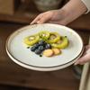 Ceramic Plate Japanese Style Dinner Plate Household Vegetable Plate Round Plate High Value Tableware Western Food Plate Large Plate