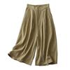 Real shot summer new straight cotton and linen literary loose retro nine-point wide-leg pants women