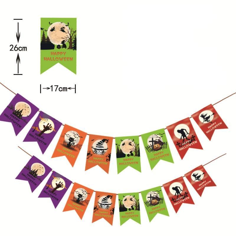 Pendant Flag Halloween Pumpkin Paper Art Party Scenes Layout Pennants Decoration