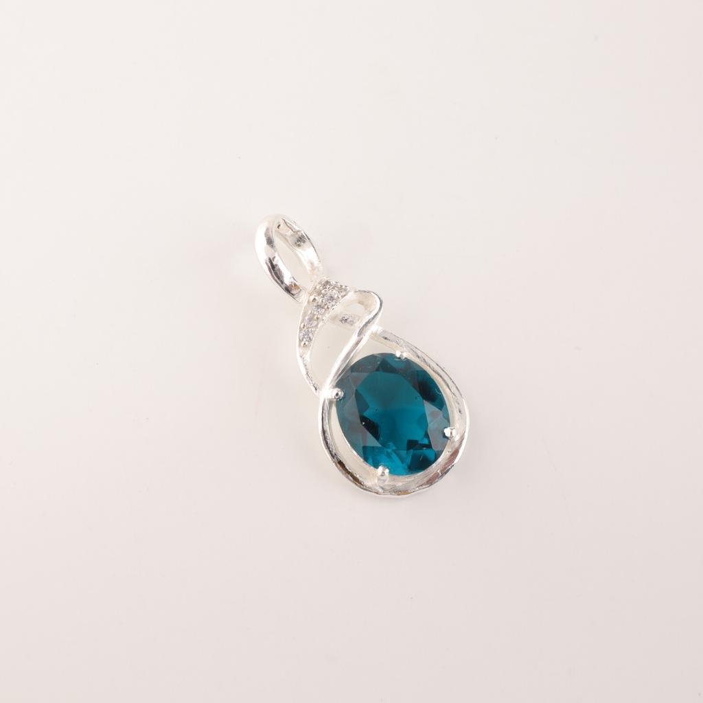 Wedding Gift Apatite Gemstone 925 Sterling Silver Jewelry Zircon Pendant 1.22" CZP-13-7