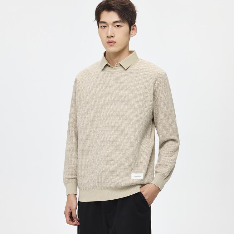 WOOG2005 Men s Textured Jacquard Two-in-One Lapel Sweater - Winter 2025 Collection 2XL