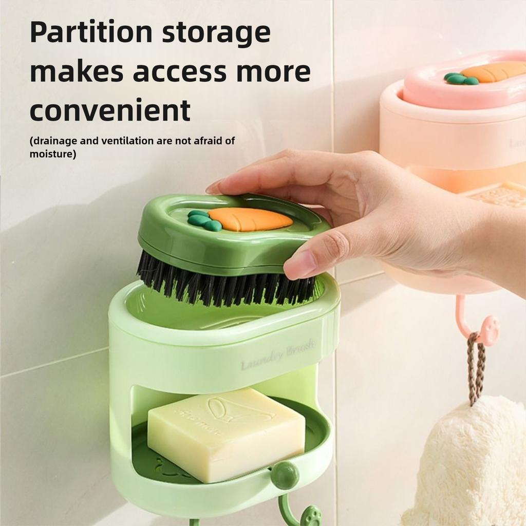 Wall Mount Soap Box with Soft Brush Carrot Double-sided Cleansing Brushes  Kitchen