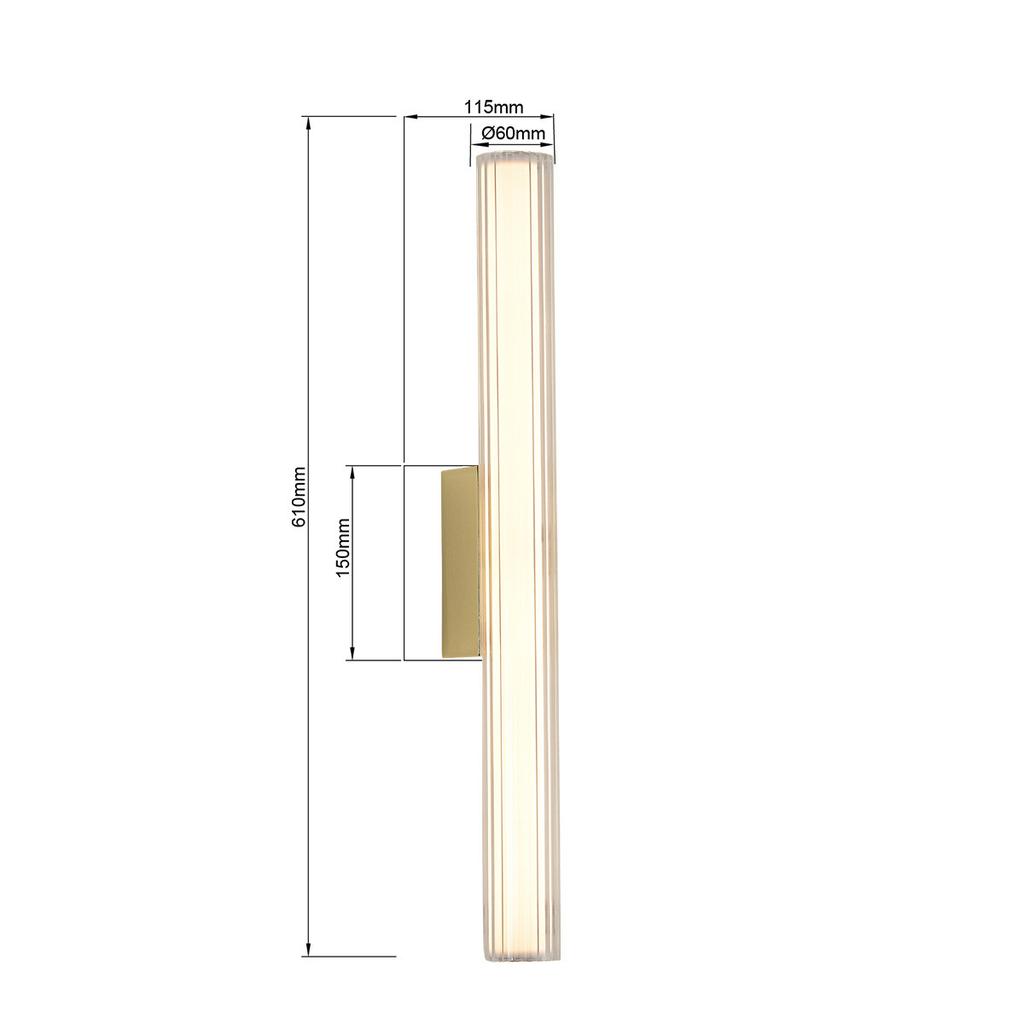 Kinkiet Ścienny Nowoczesny Złoty Szklana Tuba W Kreski 61 Cm Ip44 Zmienna Barwa Led 12W Linea Light Prestige