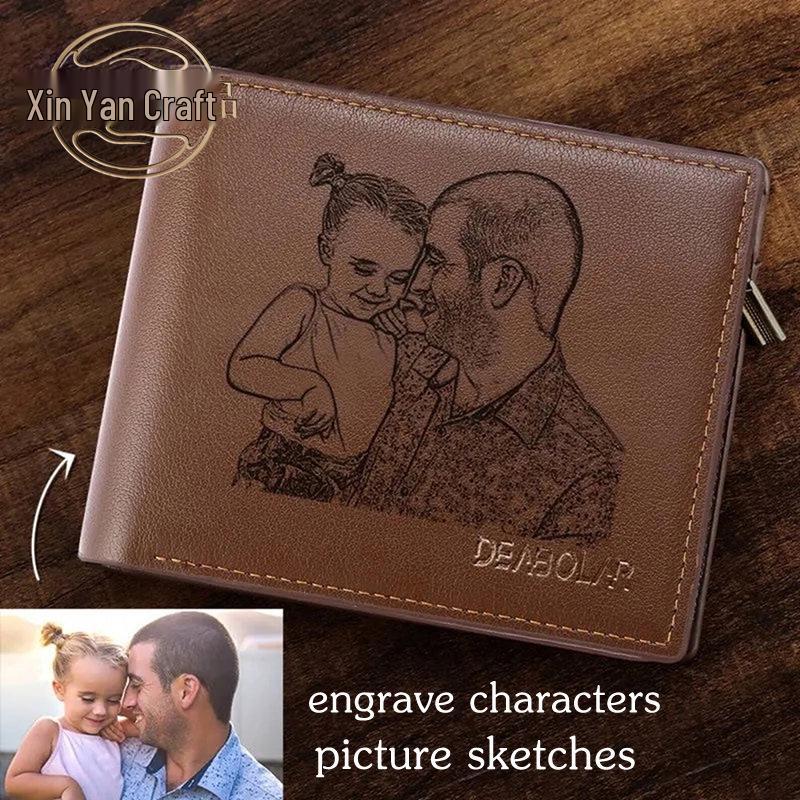 

Personalized Men s Leather Wallet with Photo Engraving - Ideal Father s Day Gift Blank Version [No Engraving]
