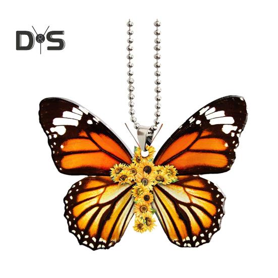 Golden Butterfly Akryl bilhängande prydnad perfekt för fester födelsedagar Jul hem bildekorationer