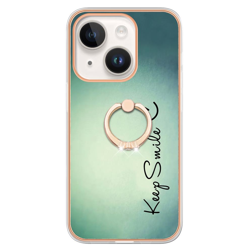Luxusní IMD galvanický rám TPU Nárazuvzdorné pouzdro na telefon Kovový prstencový stojan pro iPhone 11 12 13 14 Pro Max 15 15 Ultra 15Plus