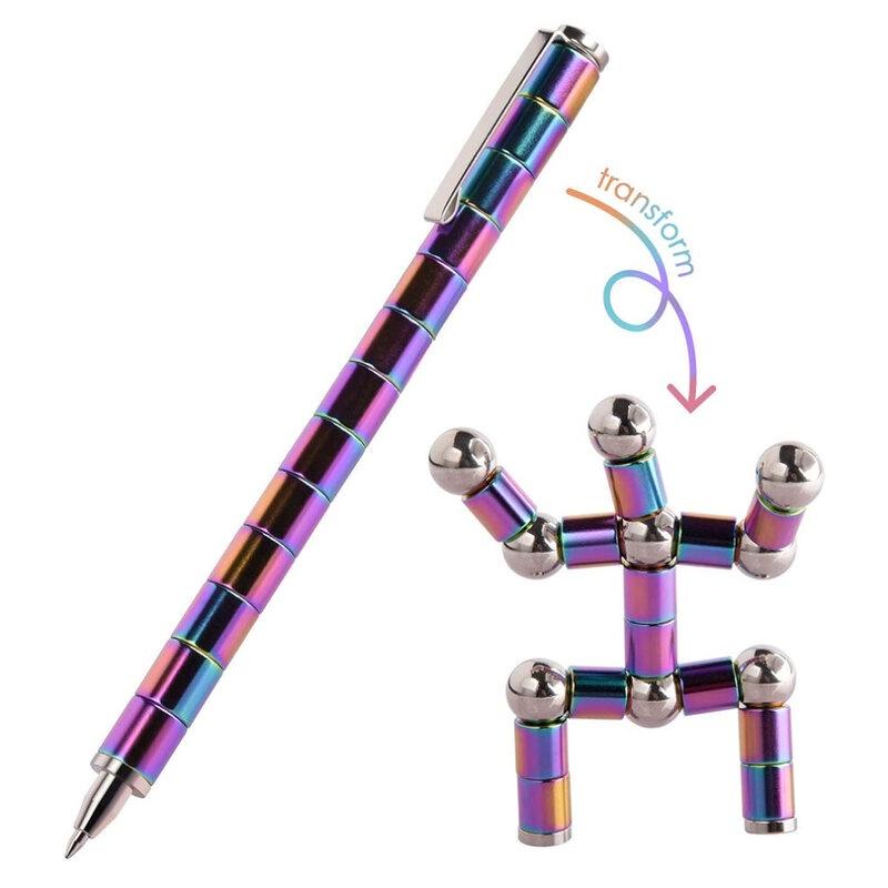 Magnetic Pen Set In Silver Color Includes 13 Magnetic Rings 3 Pen Refills 12 Beads And 2 Capacitive Heads