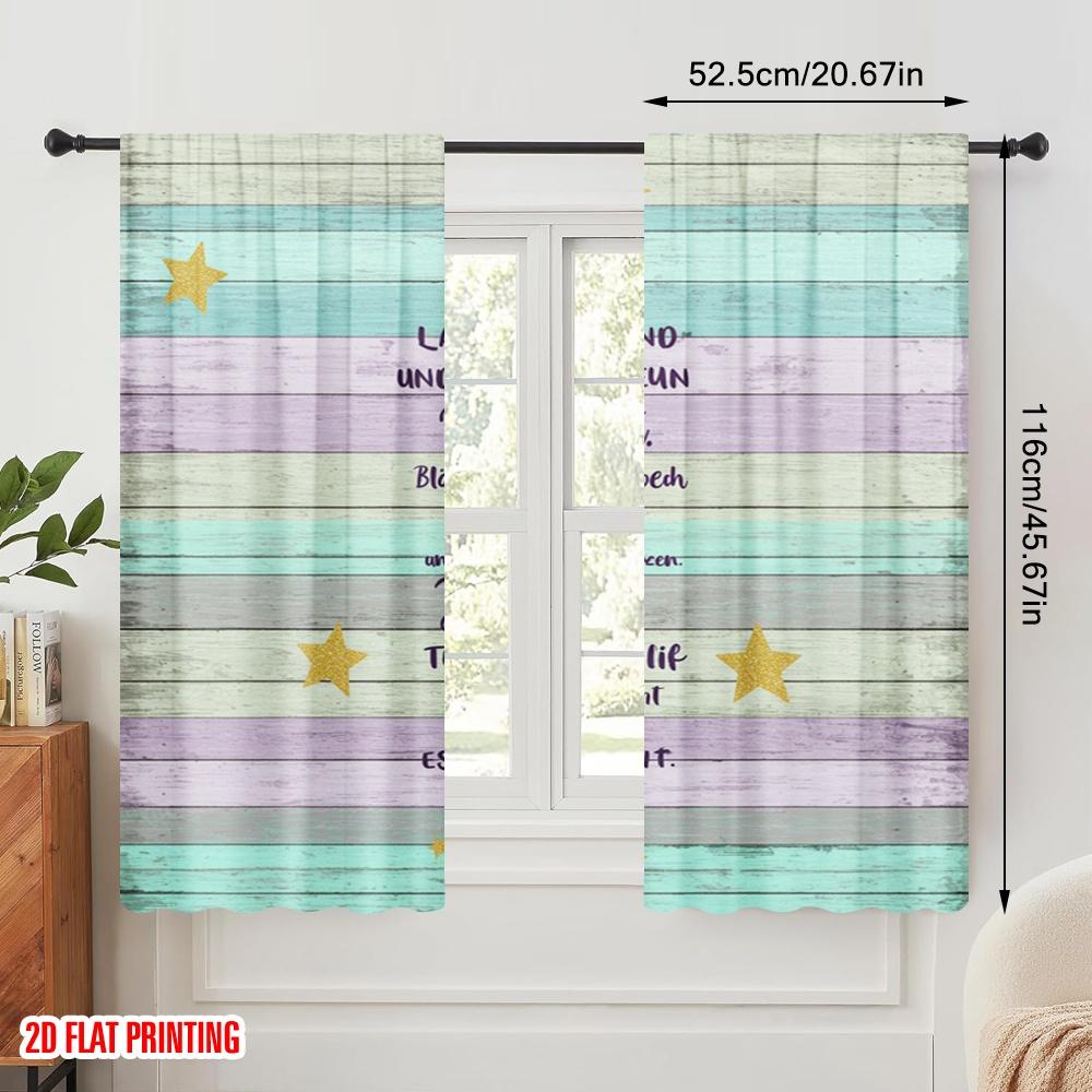 2pcs 2D Flat Printing Curtain Dream Believe Follow Heart Life Fabric Without Electricity Family Party for Living Room Outdoor