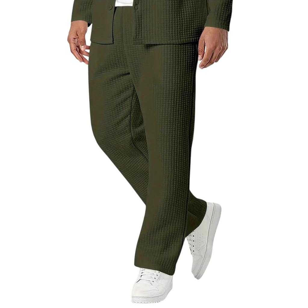 Herren Knitterarm Klein Kariert Revers Jacke Anzug Herren Modischer Langarm Hosenanzug