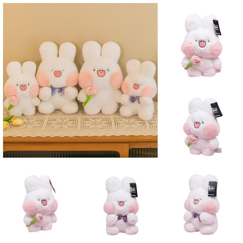 Adorable Plush Bunny Toy With Flower And Bowtie Decorations