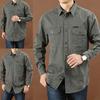 Pánská jednobarevná jednořadá košile s mnoha kapsami Pánský top odolný proti opotřebení na denní nošení