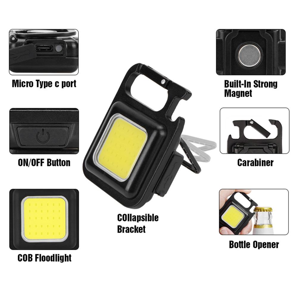 Mini Flashlight Rechargeable Glare COB LED Keychain Torch Flash Light With Magnet 800Lm Powerful Hang Emergency Camping Lamps