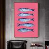 Colorful Sardine Lobster Fish Ocean Animal Whitepaper Canvas Painting  Fancy for Living Room Bar Decoration Vintage Painting