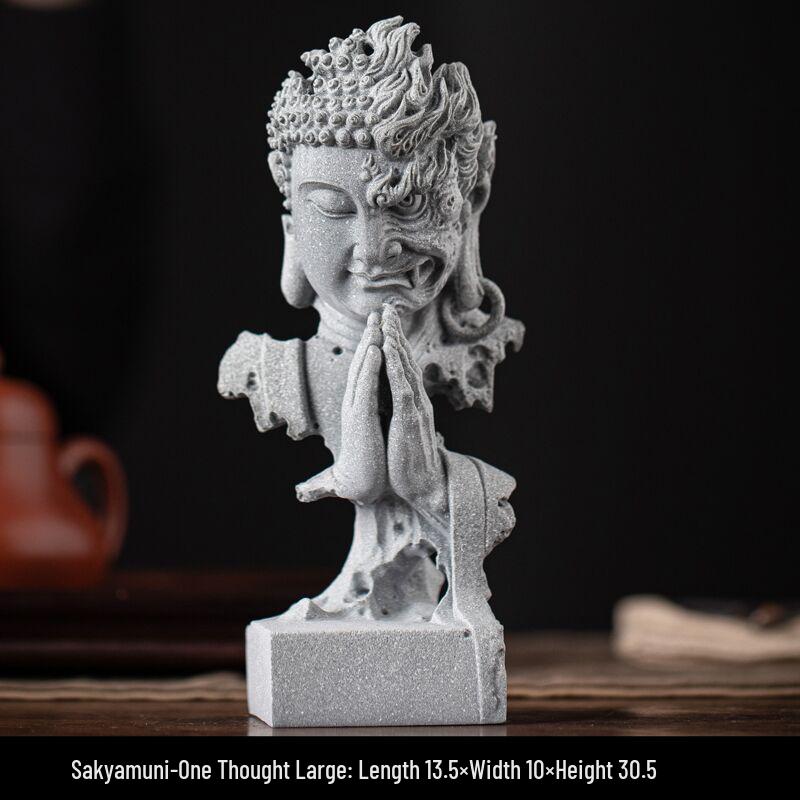 Zen-Style Xian Porcelain Buddha Ornament: Creative Desktop and Tea Room Bonsai Decoration.