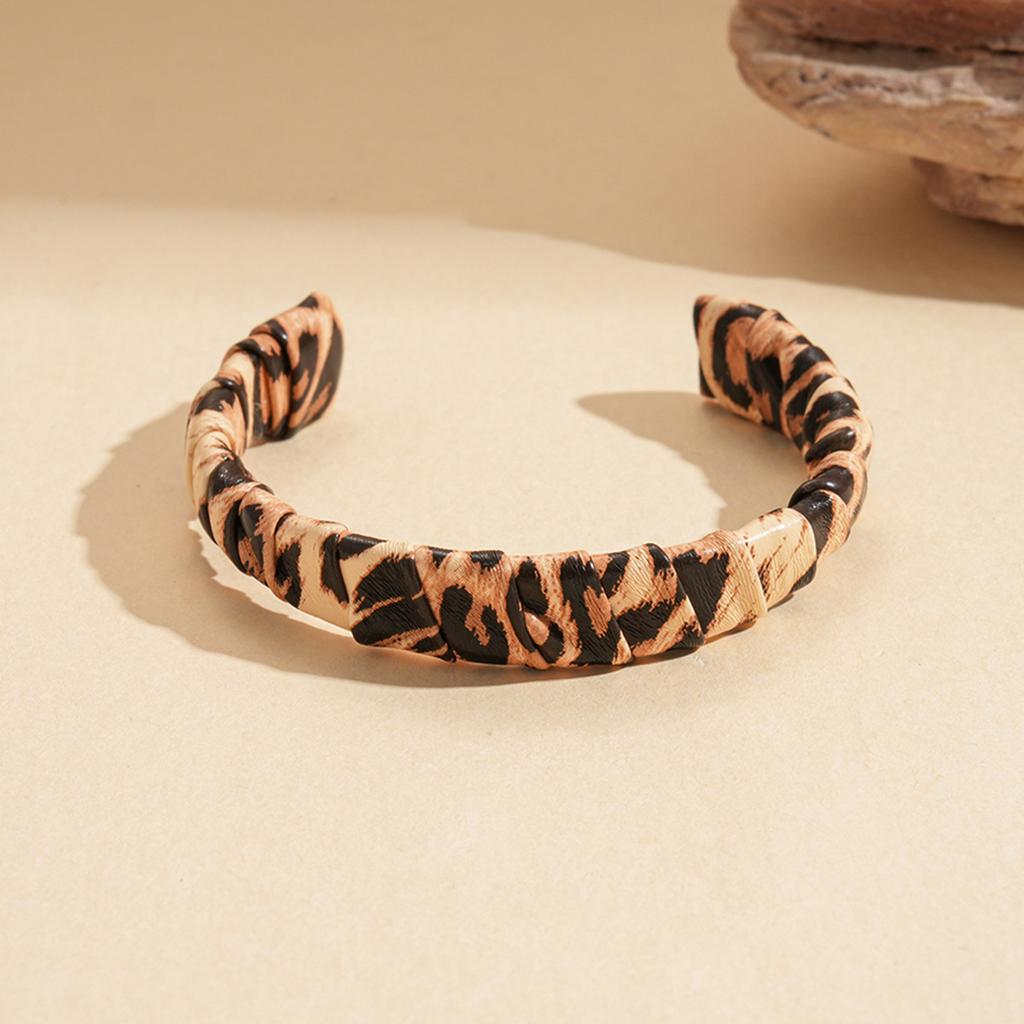 Autumn and Winter Artificial Leather Leopard Print Zebra Pattern Open Bracelet Retro Niche Jewelry