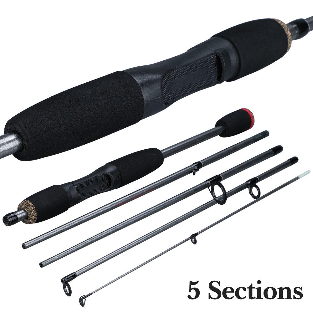 Spinning Rod 5 Sections Portable Fishing Rod Super Hard Fishing Rod Carbon Lightweight Lure Rod