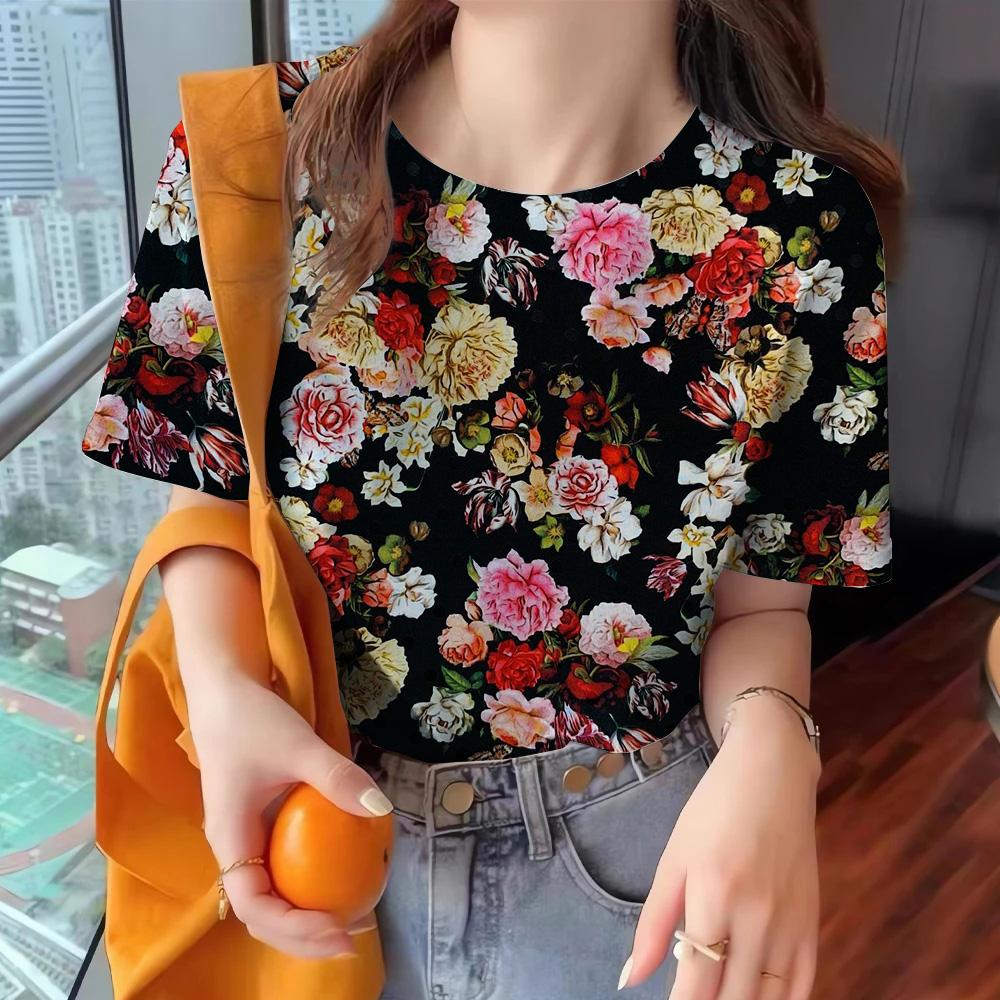Women's Clothing Crew-neck Loose T-shirt Summer Breathable Short-sleeved Casual Comfortable Top Women's Stylish Elegant T-shirt
