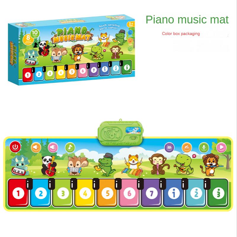 110x36cm Musical Piano Mat Toddlers Floor Violin Keyboard Dance Mat with 8 Instruments Sounds Baby Mat Study Educational Toys