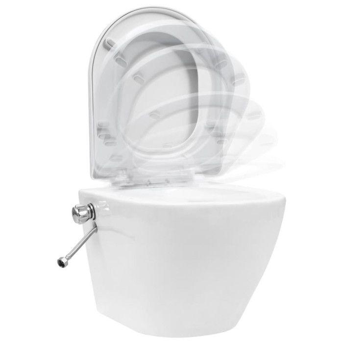 VidaXL Toilette murale sans bord à fonction de bidet Céramique Blanc