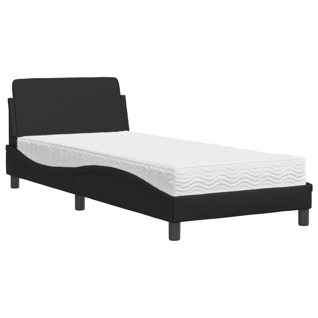 Bed with Mattress  Dover  Black 90 X 190 Cm Faux Leather