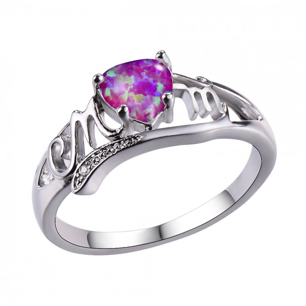 New Blue Purple White Hollow Out MOM Mothers Day Versatile Ring