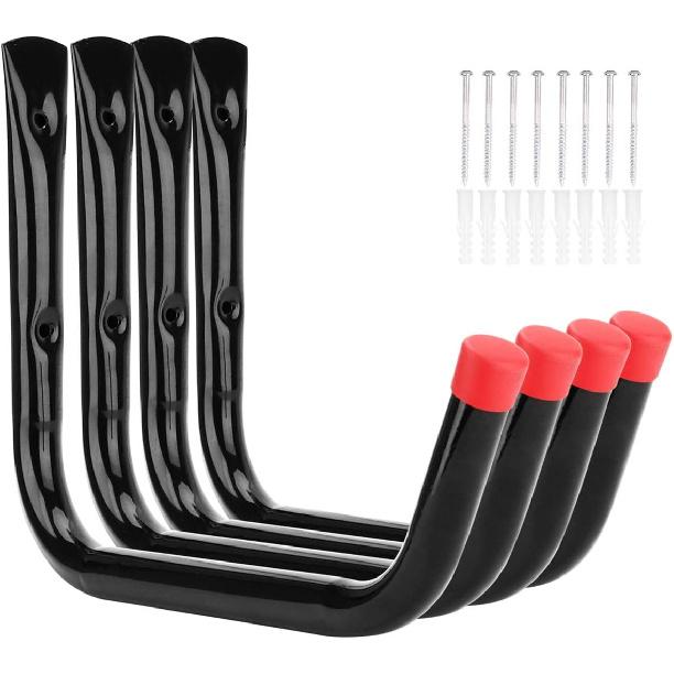 Heavy Duty Garage Storage Hooks,15Inch Jumbo Arm Kayak Wall Hangers 100 LB Capacity, Steel Canoe Rack for Outdoor or Indoor