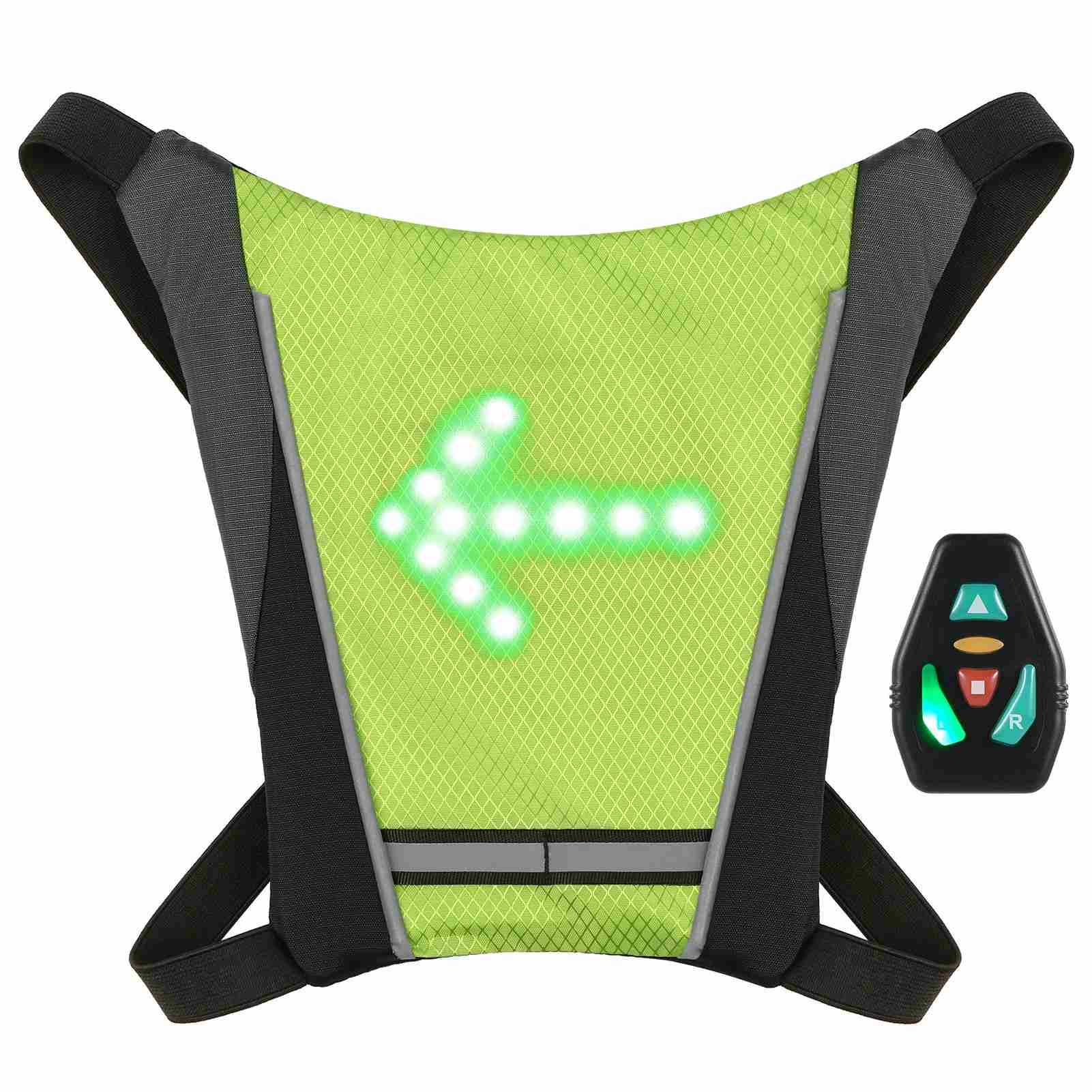 

LED Turn Signal Bike Pack USB Rechargeable Reflective Backpack Attachment Clip with Remote Control LED Backpack with Yellow жёлтый