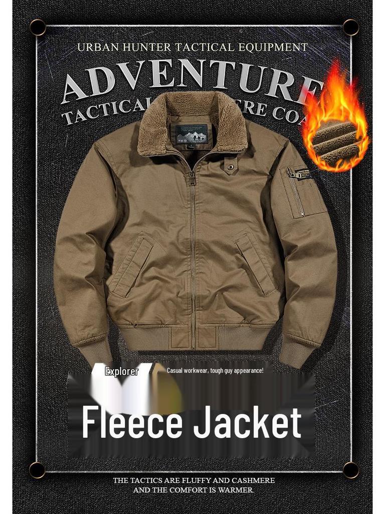 Men's Winter Fleece-Lined Bomber Jacket: High-End Fashion Outerwear for Cold Weather
