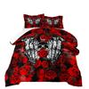 Black Skull Rose Halloween Quilted Comforter Set - 3 Piece