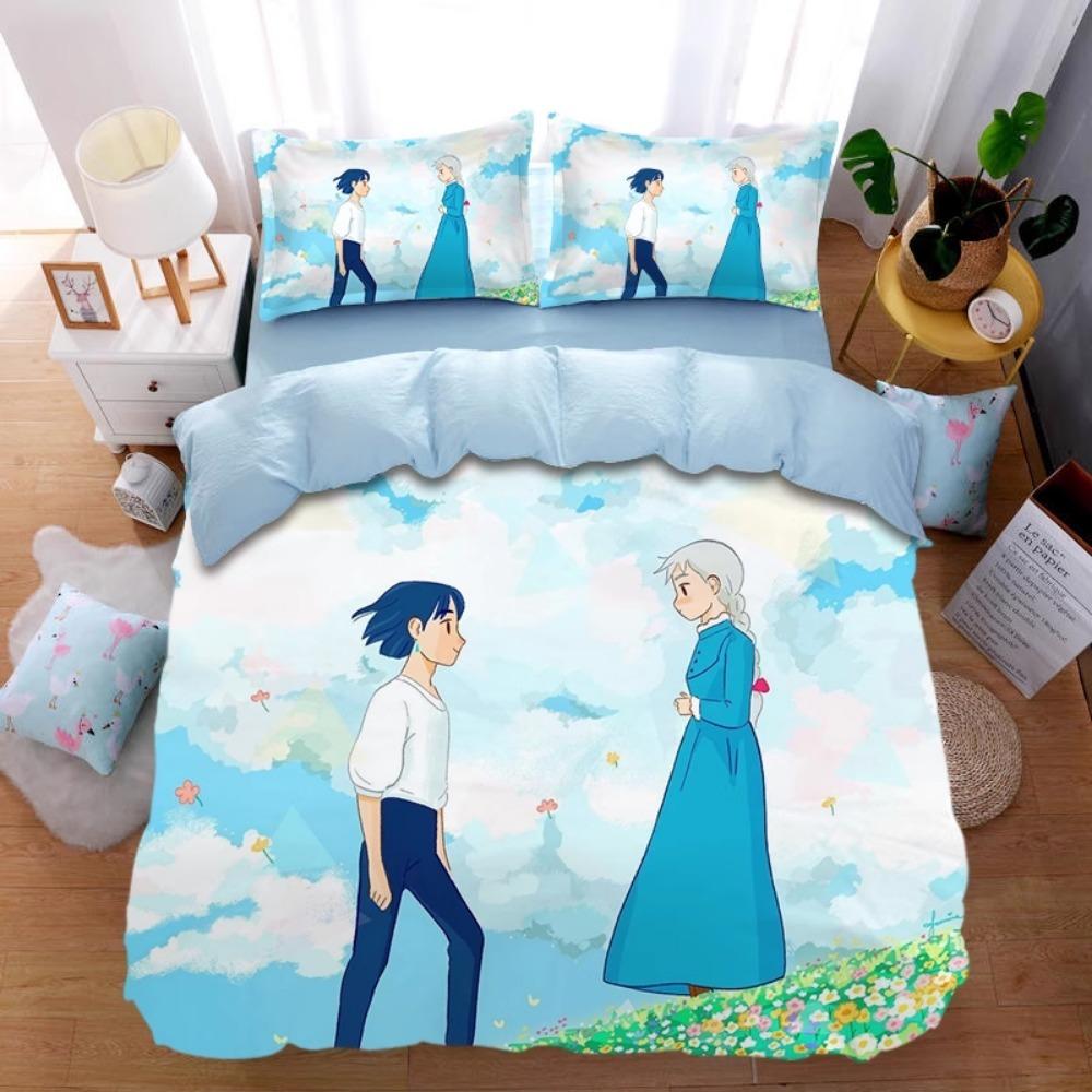 Comic Hayao Miyazaki, Mikrofaser Bettwäschesets, Kinderbettwäsche mit Reißverschluss Raumdeko Bettbezug für Jugendliche Erwachsene 3-teilig