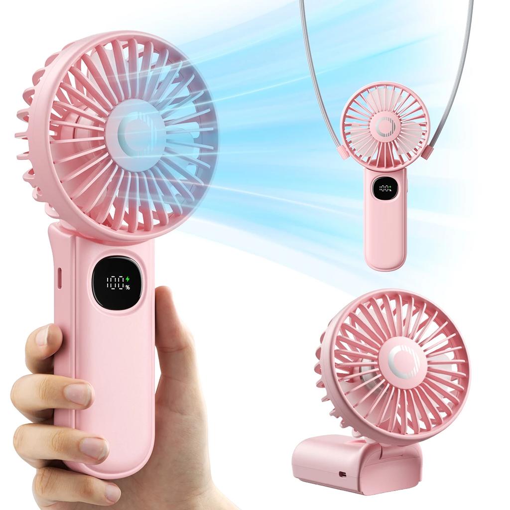 Handheld Fan Foldable Portable Fan with LED Display 3000mAh Battery Operated Mini Hand Held Fan for Travel Beach Outdoor Fanatec