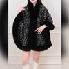 Autumn and Winter Plus Velvet Thickened Big Fur Collar Sequined Shawl Women's Fashion Short Cloak Top