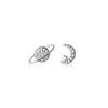 Asymmetric Moon Planet Set Zircon Earrings